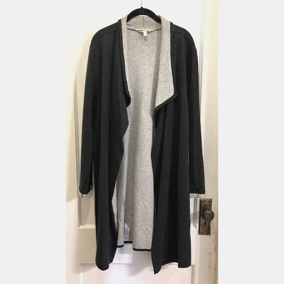 Eileen Fisher Reversible Open Front Cardigan Gray Wool Blend – Women’s XS - Picture 1 of 11